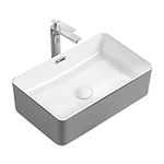 Countertop Bathroom Sink Ceramic- Bathroom Washbasin Rectangular - Vessel Vanity Sink Gloss White - Cloakroom Sink with Pop-up Drain Valve - Above Counter Vanity Sink Basin - Art Basin 480×315×140 mm