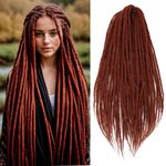 PORSMEER 10 Strands/Pack Copper Red Synthetic Dreadlocks Extensions,Handmade Hippie Dreadlock 0.6 Width Soft Dreads Hair Reggae Style Locs Crochet Braiding Hair for Women or Mens,18 inch