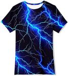 uideazone Teen Boy Kids T Shirts Lightning Short Sleeve T-Shirt Crew Neck Graphic Tee Shirt Holiday Clothes 13-14 Years