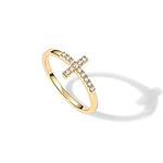PAVOI 14K Gold Plated CZ Cross Ring