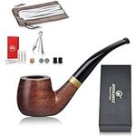 Joyoldelf Rosewood Tobacco Pipe, Wooden Flat Bottom Smoking Pipe, with Smoking Accessories and Gift Box