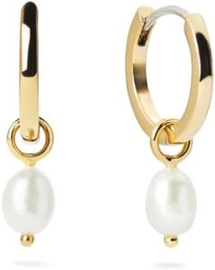 Ana Luisa Pearl Huggie Hoops - Frida Gold | 14K Gold Plated Hoops & 2-in-1 Unique Design | Hypoallergenic, Water-Resistant & Tarnish-Free Hoop Earrings | Huggie Earrings | Feature a Freshwater Pearl