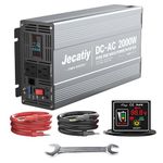 Jecatiy 2000 Watt Pure Sine Wave Power Inverter DC 12V to 110V/120V AC Converter with 2 AC,18W USB, and 30W Type-C Charging Ports, Car Solar Power Inverters with LCD Display for Home RV Truck