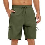 TBMPOY Men's Hiking Shorts Quick Dry Lightweight Outdoor Workout Athletic Golf Running Travel Shorts with Zip Pockets Army Green XXL