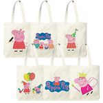 Custom Touch Peepa Pig Girl Birthday Theme Treat Party Pack of 12 Bag Tote Bags for Kids Birthday Gift Bags|Birthday Party Favour Bags |Birthday Party Return Gift|Birthday Party DecorGroup