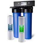 iSpring WGB22B-PB 2-Stage Whole House Water Filtration System w/ 20-Inch Carbon Block and Iron & Lead Reducing Filter