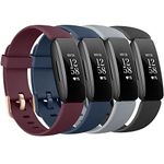 AMCC [4 Pack] Straps compatible with Fitbit Inspire 2 Strap, Soft Silicone Sport Replacement Wristband for Women Men (Black+Wine red+Navy blue+Grey)