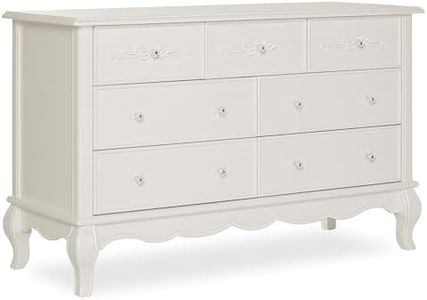 Evolur Aurora 7-Drawer Nursery Dresser – Ivory Lace | Assembled Double Dresser with Crystal Knobs, Queen Anne Legs, Large Storage for Baby Essentials