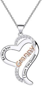 BEKECH Mother’s Day Gift Grandma Necklace Remember I Love You Granny/Grandma/Mimi/Nana/Nonna Infinity Love Heart Necklace(Granny)