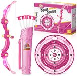 SpringFlower Bow and Arrow Toys with LED Flash Lights for Girls 5 6 7 8 9 10 Year Old, Archery Set Indoor Outdoor Activity with 10 Suction Cup Arrows,Quiver & Target,Birthday for Girls