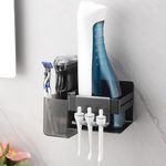 ALOCEO Toothbrush Holder Wall Mounted, Stainless Steel Toothbrush Holders for Bathroom with 2 Hanging Hooks, Matt Black