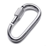 TITECOUGO 4 PCS Aluminum Alloy D-Ring High Strength Carabiner Key Chain Clip Hook For Camping Hiking (Not for Climbing) Silver