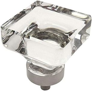 Cosmas 6377SN-C Bouton de porte carré en nickel satiné et verre transparent Lot de 10 nickel satiné