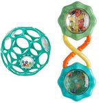 Bright Starts Oball Rattle Easy Grasp Toy + Rattle and Shake Barbell Toy Bundle