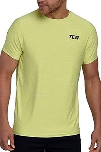 TCA Men’s Galaxy Short Sleeve Running Gym Top - Lime Punch, Medium