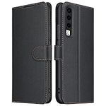 ELESNOW Case Compatible with Huawei P30, High-grade Leather Flip Wallet Phone Case Cover for Huawei P30 (Black)