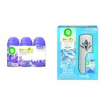 AirWick Freshmatic Air Freshener, Lavender & Chamomile, Upto 210 Days of Freshness, 3 Refills (180g Each) & AirWick Freshmatic Air Freshener, Automatic Spray Kit, Mountain Breeze, 1 Device + 1 Refill