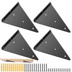 4 Pcs Floating Shelf Brackets, 5x6.5 Inch Black Wall Brackets for Shelves Brackets, Invisible Triangle Wall Shelf Brackets, Hidden Heavy Duty Shelf Support Brackets for Bedroom Kitchen Office Shelf