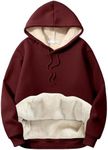 Flygo Men's Casual Fleece Sherpa Lined Hoodie Winter Warm Pullover Hooded Sweatshirt(Maroon-M)