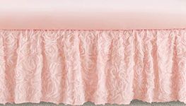 Sweet Jojo Designs Pink Floral Rose Girl Baby Nursery Crib Bed Skirt Dust Ruffle - Solid Light Blush Flower Luxurious Elegant Princess Vintage Boho Shabby Chic Luxury Glam High End Roses