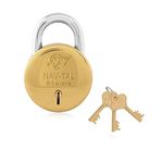 Godrej Locks I Navtal 6 levers 65 mm I 3 Keys I Padlock for Main Door I Gate Lock I Tool Box, Shutters, Shops & Offices I Brass Material & Brass Finish (65 mm, 1)