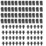 100pcs Black Engine Under Cover Body Bolts & U-Nut Clips Kit - Durable Fastener Rivet Clips for Splash Shield Guard, Bumper, and Fender