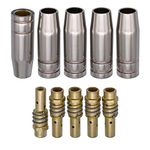 Contact Tip Holder-Difuser & Gas Nozzle Conical Nozzle Shield Cup For 15AK MB15 MAG MIG Welding Torch 10pcs