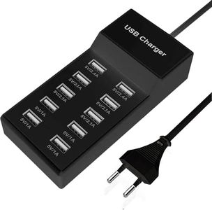 Chargeur USB Multiple, Chargeur USB 10 Ports Alimentation USB Station de Charge Multi-Ports 40W Hub USB Compatible avec iPhone 12/13/14/15/16/Samsung S22/S23/S24/Z Flod/Z Flip/Xiaomi/Oppo/OnePlus.