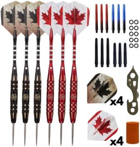 Steel Tip Darts Set - Professional Darts Steel Tip for Dartboard - Includes Brass Barrels + Plastic & Aluminum Shafts + Rubber O'Rings + Flights + Darts Sharpener + Wrench (22g- CANADA -STC10433)