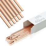 Tandefio 40 Sticks Brazing Rods Bcup-5 Silver Solder Phos Copper Brazing Alloys Flat Welding Rods Industry 0.050"x1/8"x10" for Air Conditioning Refrigerator Cold Storage HVAC Units(15% Silver)