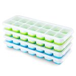 Ice Cube Trays 4 Pack, Airabc Silicone Ice Cube Trays with Removable Lid, Easy-Release Flexible 14-Cube Ice Trays, LFGB Certified and BPA Free, Stackable Ice Trays with Covers for Cocktail, Freezer