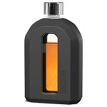 Delove Modern Glass Hip Flask with Silicone Sleeve - Durable Liquor Flask for Spirits, Smooth Pour Funnel, Silicone Lid Liner, Silicone Sleeve -Black, JH2001