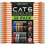 GearIT 20-Pack Cat6 Patch Cable 0.5 Foot / 6 Inches Cat 6 Ethernet Cable Snagless Flexible Soft Tab - Preimum Series - Orange