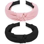 Sibba 2 PCS Headbands Tiaras Birthday Crown Black Twist Knotted Knot Vintage Headwraps Accessories Elastic Hair Bands Thick Plastic Velvet Big Head Band Christmas Party Headwear Women Girls