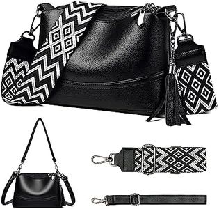 LANXINGLUO borsa tracolla donna piccola elegante borsa donna nero Viene fornito con 3 spallacci di diversi stili