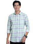 Majestic Man Men Box Checkered Slim Fit Cotton Casual Shirt (Small, Light Green)