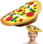 ArtCreativity Funny Pizza Hat, 1 PC, Fun Halloween Costume Accessory, Pizza Party Supplies Decorations, One Size Fits Most, Crazy Silly Hat with Felt Toppings and Plush Fabric