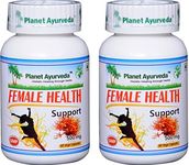 Planet Ayurveda Female Health Support | A Complete Herbal Health Care Supplement | Immunity Booster | Contains Ashok, Lodhra & Shatavari Herbs | Pack of 2, 60 Veg Capsules Each, 500MG