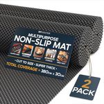 DIY Doctor 2x Anti Slip Gripper Rolls – 190 x 30cm Non Slip Rug Underlay for Laminate Flooring – Carpet and Rug Grippers – Rubber Mat Shelf and Drawer Liner - Black