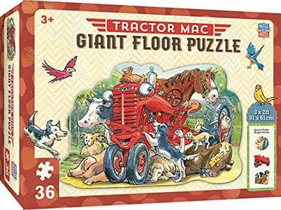 MasterPieces Floor Puzzle - Jumbo Size 36 Piece Jigsaw Puzzle for Kids - Tractor Mac Farm Shaped Puzzle - 3ftx2ft