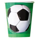 Multicolor 3D Soccer Party Paper Cups (9oz) 8 Count - Sturdy & Fun Drinkware for Sports-Themed Celebrations