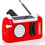 Duronic Wind UP Solar Powered Radio HYBRID | Hand Crank Dynamo USB Rechargeable Headphone Jack 3.5mm Portable Emergency Use AM/FM Camping Hiking Fishing Outdoors