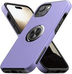 MMHUO Compatible with iPhone 15 Case,Dual Layer Military Grade Drop Protection Ultra Slim Kickstand Case with Hidden Ring Holder Shockproof Protective Phone Case for iPhone 15 6.1 Inches,Purple