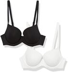 Amazon Essentials Women's Full Cover Cotton Bra, Pack of 2, Black/White, 36DD