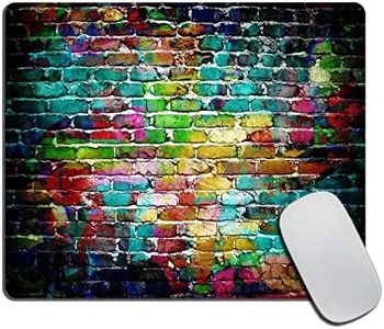 Colorful Brick Wall Mouse Pad, Rectangle Hip Hop Graffiti Colorful Rainbow Painting Anti-Slip Rubber Mousepad for Gaming Office Laptop Computer PC Men Women Kids, Cute Custom Pattern