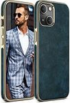 LOHASIC for iPhone 2021 6.1 inch Leather Case, Thin Slim Luxury Business PU Non-Slip Grip Shockproof Bumper Anti-Scratch Full Body Protective Cover Men Phone Cases (2021) - Vintage Blue