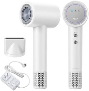 YALICE Cordless Hair Dryer Rechargeable with Digital Screen, 15000mAh Travel Hair Dryer with Magnetic Nozzle, 4 Mode Portable Hair Blow Dryers for Women Kids Outdoor Camping Beaches (White)