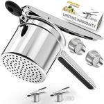 Potato Ricer,Ricer,Large 15oz Heavy Duty Stainless Steel Potato Masher with 2 Interchangeable Cup,Press and Mash Kitchen Tool for Mashed Potatoes,Creates Smooth Creamy Mashed Potato