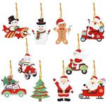 Retailio DIY Diamond Painting Christmas Tree Ornaments - Set of 10 | Festive Hanging Pendant Kit with Tools | Christmas Gift Box Charms & Decorations | DIY Home Decor Craft (Snowman Santa)