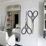 Wall Decal Vinyl Sticker Decals Art Decor Design Hair Salon Scissors Retro Curls Beauty Hair Stylist Bedroom Fashion Barber Cosmetic (M1531)